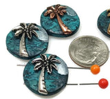 2 hole slider beads (Qty 4) with Palm Trees for Jewelry Making into Necklaces, Bracelets, or Earrings for Crafting - Finding Spacer 204-N4 FST