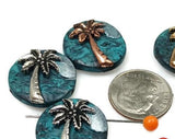 2 hole slider beads (Qty 4) with Palm Trees for Jewelry Making into Necklaces, Bracelets, or Earrings for Crafting - Finding Spacer 204-N4 FST