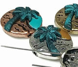 Slider Beads (5 pc) 2 hole Metal Spacers or Findings for Crafting into Necklaces, Bracelets or Earrings for Jewelry Making - Palm Trees 205 FST
