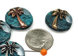 2 hole slider beads (Qty 4) with Palm Trees for Jewelry Making into Necklaces, Bracelets, or Earrings for Crafting - Finding Spacer 204-N4 FST