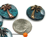 2 hole slider beads (Qty 4) with Palm Trees for Jewelry Making into Necklaces, Bracelets, or Earrings for Crafting - Finding Spacer 204-N4 FST