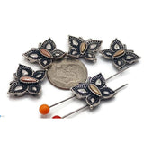 2 Hole Silver Slider Beads (Qt 5) In Butterfly Shapes for Jewelry Making for Bracelets and Necklaces 582 M14 FST