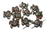 2 Hole Slider Beads (qty 10) Mixed Metal Turtle Beads for Crafting Jewelry Designs into Bracelets or Necklaces Unique to Beaders 152-m14 FST