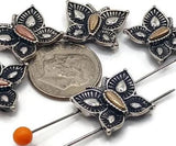 2 Hole Silver Slider Beads (Qt 5) In Butterfly Shapes for Jewelry Making for Bracelets and Necklaces 582 M14 FST
