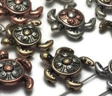 2 Hole Slider Beads (qty 10) Mixed Metal Turtle Beads for Crafting Jewelry Designs into Bracelets or Necklaces Unique to Beaders 152-m14 FST