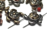 2 Hole Slider Beads (qty 10) Mixed Metal Turtle Beads for Crafting Jewelry Designs into Bracelets or Necklaces Unique to Beaders 152-m14 FST