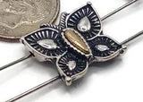 2 Hole Silver Slider Beads (Qt 5) In Butterfly Shapes for Jewelry Making for Bracelets and Necklaces 582 M14 FST