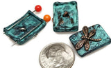 2 hole slider beads (Qty 6) Dragonfly Beads Patina Beads Rectangle Beads Spacer Beads Jewelry Making Beads  Bracelet Beads 316-M9 FST