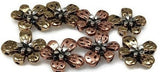 Slider Beads (Qty 8) 2 hole Floral Flat Metal Beads are Perfect for Jewelry Making into Bracelets or Necklaces  Craft Jewelry Designs 225-M5 FST