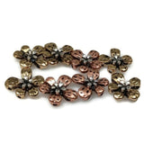 Slider Beads (Qty 8) 2 hole Floral Flat Metal Beads are Perfect for Jewelry Making into Bracelets or Necklaces  Craft Jewelry Designs 225-M5 FST