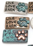 Slider Beads (Qt 8) "Live, Love, Bark"  Beads Silver 2 hole Slider Beads bracelet beads Mixed Metal Beads Dog Beads  379-M14 FST