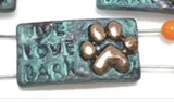 Slider Beads (Qt 8) "Live, Love, Bark"  Beads Silver 2 hole Slider Beads bracelet beads Mixed Metal Beads Dog Beads  379-M14 FST