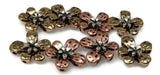 Slider Beads (Qty 8) 2 hole Floral Flat Metal Beads are Perfect for Jewelry Making into Bracelets or Necklaces  Craft Jewelry Designs 225-M5 FST