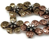 Slider Beads (Qty 8) 2 hole Floral Flat Metal Beads are Perfect for Jewelry Making into Bracelets or Necklaces  Craft Jewelry Designs 225-M5 FST