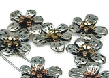 Slider Beads (Qty 8) 2 hole slider beads Floral Beads Metal Beads Spacer Beads Flat Bracelet Making Beads  224-m5 FST