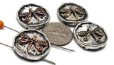 Slider Beads (4 pcs) 2 hole Beads for Jewelry Making into Bracelet and Necklaces in Silver Metal Findings Focal 348-m7FST