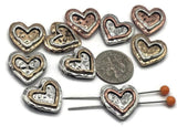 2 hole Slider Beads (Qty 10)Metal Heart Beads in Mixed Metal for Jewelry Making in Bracelets or Necklaces  - Great Findings or Focal 491-F13 FST
