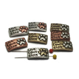 Slider Beads (Qt 8) "Live, Love, Bark"  Beads Silver 2 hole Slider Beads bracelet beads Mixed Metal Beads 122-M14 FST