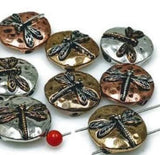 Slider Beads (qty 11) Dragonfly Two Hole Beads Flat Bracelet Making Beads Mixed Metal beads  210-m7 FST