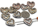 2 hole Slider Beads (Qty 10)Metal Heart Beads in Mixed Metal for Jewelry Making in Bracelets or Necklaces  - Great Findings or Focal 491-F13 FST