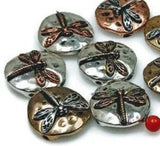 Slider Beads (qty 11) Dragonfly Two Hole Beads Flat Bracelet Making Beads Mixed Metal beads  210-m7 FST