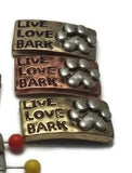 Slider Beads (Qt 8) "Live, Love, Bark"  Beads Silver 2 hole Slider Beads bracelet beads Mixed Metal Beads 122-M14 FST