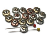 2 hope slider beads (qty 10) Small Paw Print beads dog beads cat beads Mixed Metal beads 2 hole Slider Bead lot bracelet beads 100-m14 FST