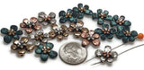 Slider Beads (16 pcs) 2 hole Beads Floral Flower Beads Mixed Metal Spacer Beads Silver Ornate Beads 459-M11 FST