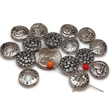 Slider Beads (15 pc)  2 hole beads Spacer Beads Sliderbeads Bracelet Beads Flat Beads heart Beads Silver  Beads Rhienstone Beads 434-M18 FST