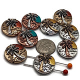 Slider Beads (Qty 9) 2 hole slider beads - Palm Tree Design for Jewelry Making, Crafting or Beading into Bracelets or Necklaces 586-M15 FST