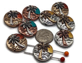 Slider Beads (Qty 9) 2 hole slider beads - Palm Tree Design for Jewelry Making, Crafting or Beading into Bracelets or Necklaces 586-M15 FST