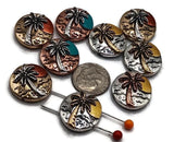 Slider Beads (Qty 9) 2 hole slider beads - Palm Tree Design for Jewelry Making, Crafting or Beading into Bracelets or Necklaces 586-M15 FST
