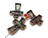 2 hole slider beads (Qt 6) Cross Metal Beads that are Perfect for Jewelry Making and Designing for Necklaces and Bracelets 535-M18 FST