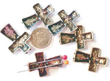 2 hole slider beads (Qt 6) Cross Metal Beads that are Perfect for Jewelry Making and Designing for Necklaces and Bracelets 535-M18 FST