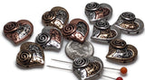 Slider Beads (10 pcs) 2 hole Beads heart Beads Mixed Metals for Jewelry Making 463-N4 FST