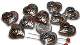 Slider Beads (10 pcs) 2 hole Beads heart Beads Mixed Metals for Jewelry Making 463-N4 FST