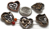 Slider Beads (10 pcs) 2 hole Beads heart Beads Mixed Metals for Jewelry Making 463-N4 FST