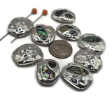 Slider Beads (9 pc) 2 hole for Jewelry Making into Bracelets or Necklaces or Crafting Silver Metal with Hammered Look 598-N4 FST