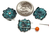 Slider Beads (6 pcs) 2 hole floral flower Spacer Beads in Patina Metal for Jewelry Making and Necklace and Bracelet Design 343-M14 FST