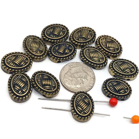 Slider Beads (Qty 11) 2 hole slider beads - Basket Weave Texture for Jewelry Making, Crafting or Beading Bracelets or Necklaces 587-M15 FST