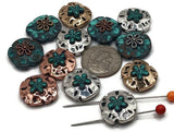 2 hole slider beads (Qty 12) Sea Life Sand Dollar Shape Great for Jewelry Making, Beading, Crafting into Bracelets or Necklaces 583-M18 FST