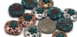 2 hole slider beads (Qty 12) Sea Life Sand Dollar Shape Great for Jewelry Making, Beading, Crafting into Bracelets or Necklaces 583-M18 FST