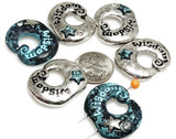 2 hole slider beads (Qty 6)  Wisdom Beads Inspirational Beads  Unique Beads Silver Beads Bracelet Beads Necklace Beads  319-N12 FST