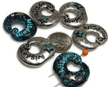 2 hole slider beads (Qty 6)  Wisdom Beads Inspirational Beads  Unique Beads Silver Beads Bracelet Beads Necklace Beads  319-N12 FST