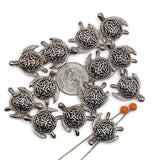 2 Hole Slider Beads (QTy 13) Bright Silver Beads Turtle Beads Flat Beads Bracelet Beads 4 hole beads Spacer Beads 562-M5 FST