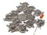 2 Hole Slider Beads (QTy 13) Bright Silver Beads Turtle Beads Flat Beads Bracelet Beads 4 hole beads Spacer Beads 562-M5 FST