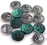 2 hole Slider Beads (Qty 12) Cross Beads Spacer Beads Coin Beads Silver Beads Flat Beads Round Beads Circle beads -10966-M9 FST