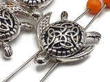 2 Hole Slider Beads (QTy 13) Bright Silver Beads Turtle Beads Flat Beads Bracelet Beads 4 hole beads Spacer Beads 562-M5 FST
