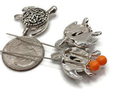 2 Hole Slider Beads (QTy 13) Bright Silver Beads Turtle Beads Flat Beads Bracelet Beads 4 hole beads Spacer Beads 562-M5 FST
