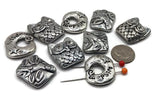Slider Beads (9 pc)  2 hole beads Owl Beads Tree of Life Beads Rhinestone Beads Spacer Beads Sliderbeads Bracelet Beads Silver Beads 427-M18 FST
